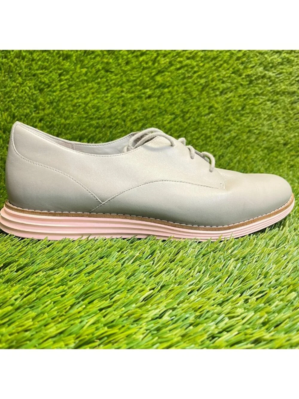 Cole Haan Original Grand Womens Size 8.5‎ Beige Gray Pink Leather Oxfords Shoes